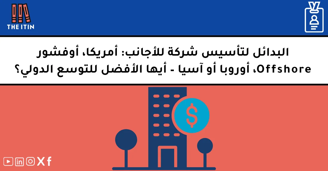 صورة توضيحية تحتوي على عنوان المقال حول : " دليل بدائل تأسيس شركة أمريكية للأجانب بنجاح" مع عنصر بصري معبر