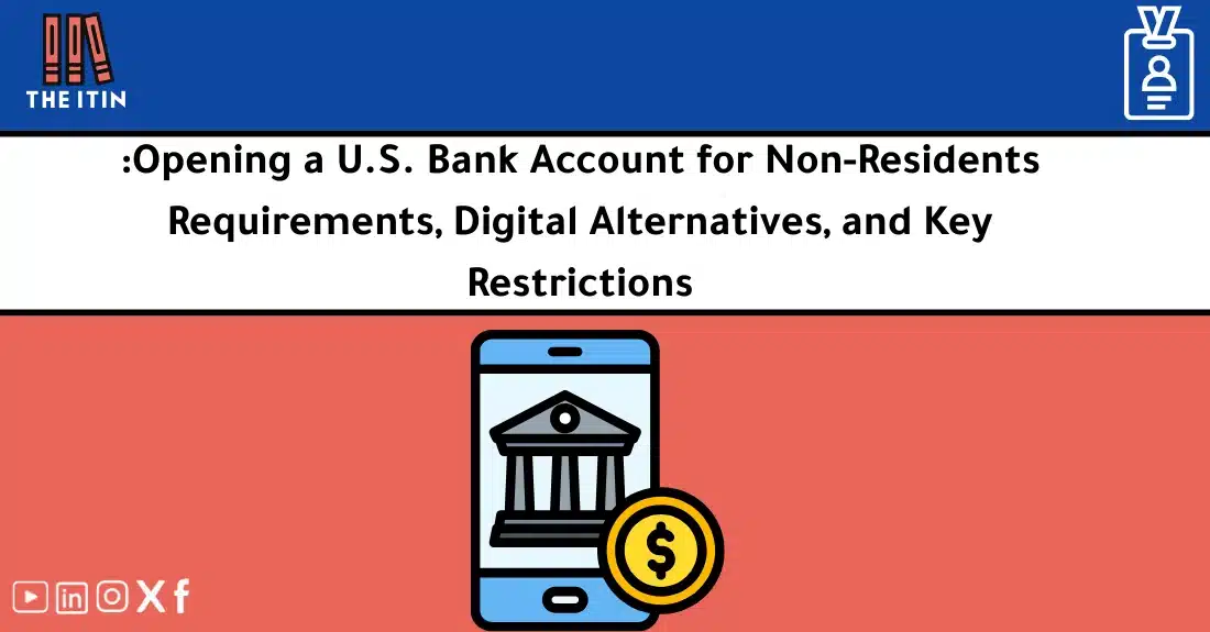 صورة تحتوي على عنوان المقال حول: " Bank Account Without Residency: How to Open One" مع عنصر بصري معبر