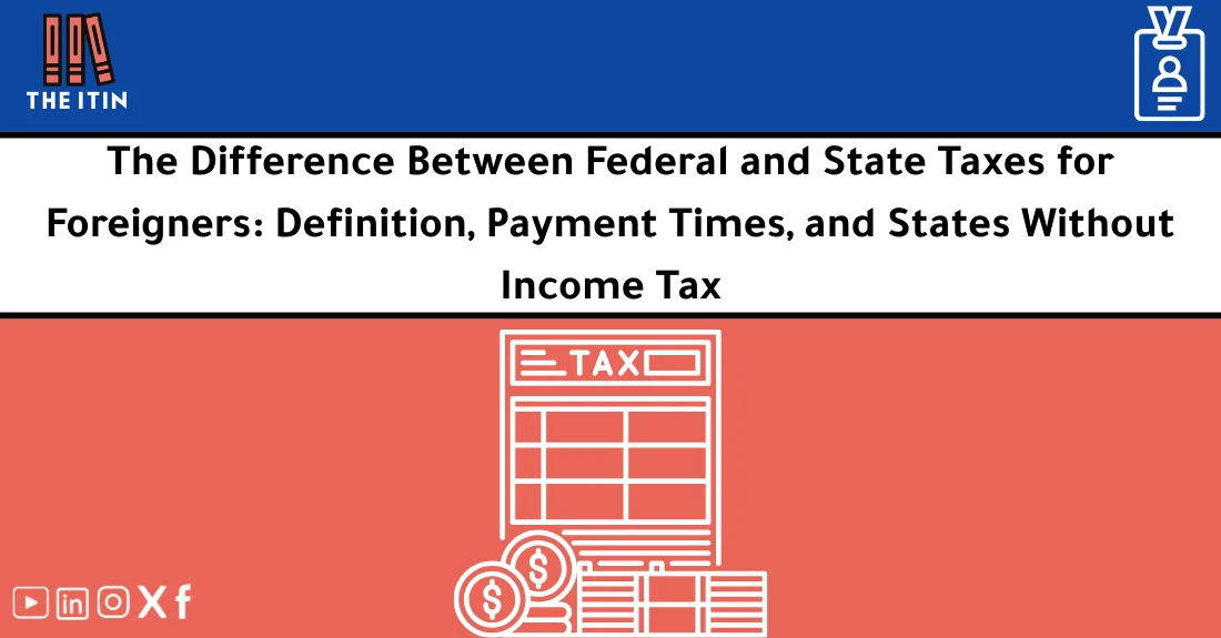صورة تحتوي على عنوان المقال حول: " Federal vs State Tax Guide for Non-Residents" مع عنصر بصري معبر