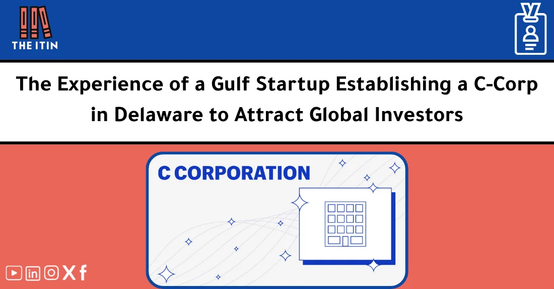 صورة تحتوي على عنوان المقال حول: " Gulf C-Corp Success Story: Startup Tips & VC Wins" مع عنصر بصري معبر