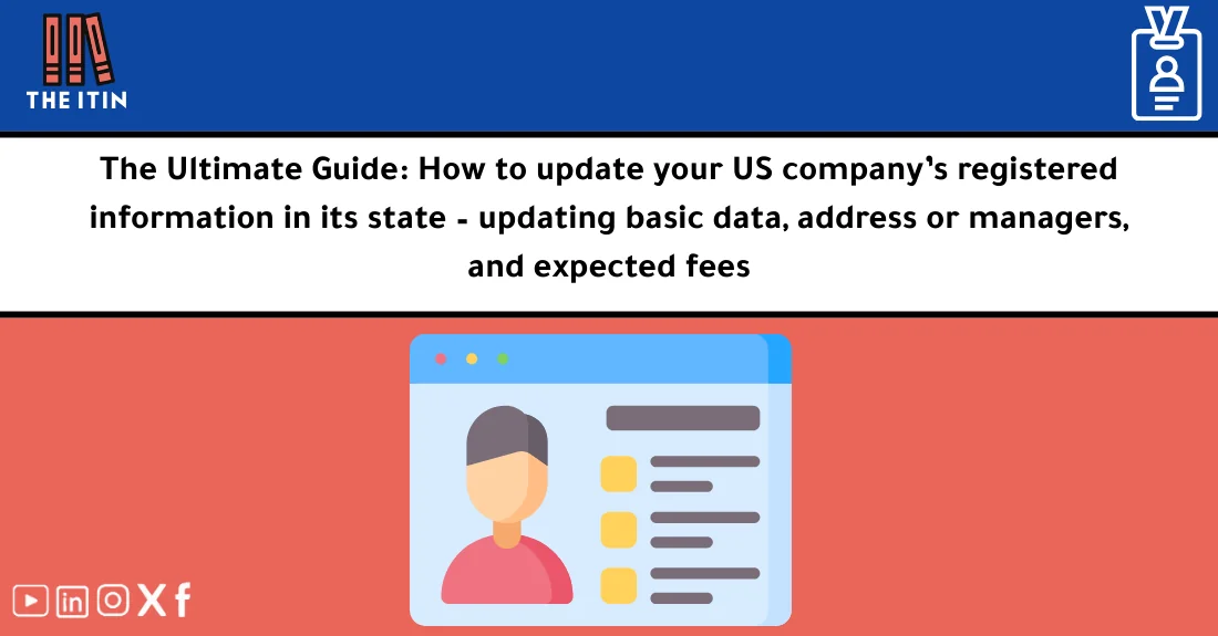 Dashboard showing steps to update US company information including address and manager details.